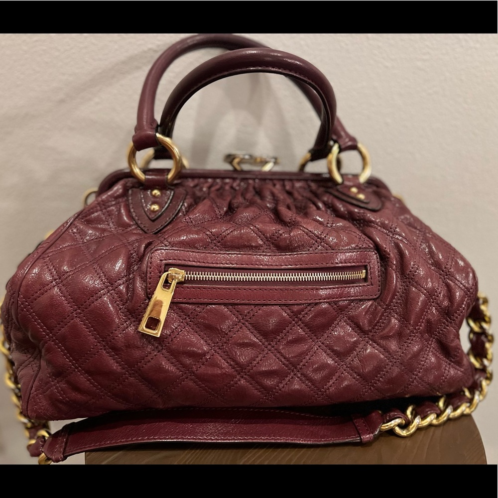 Authentic Marc Jacobs quilted Stam bag - deep purple with gold hardware